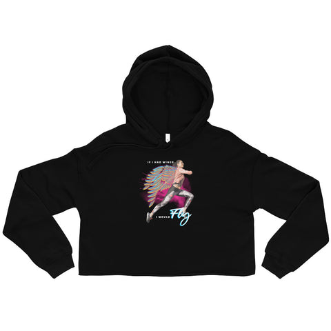 Damen Crop-Hoodie "If I had wings I would fly"